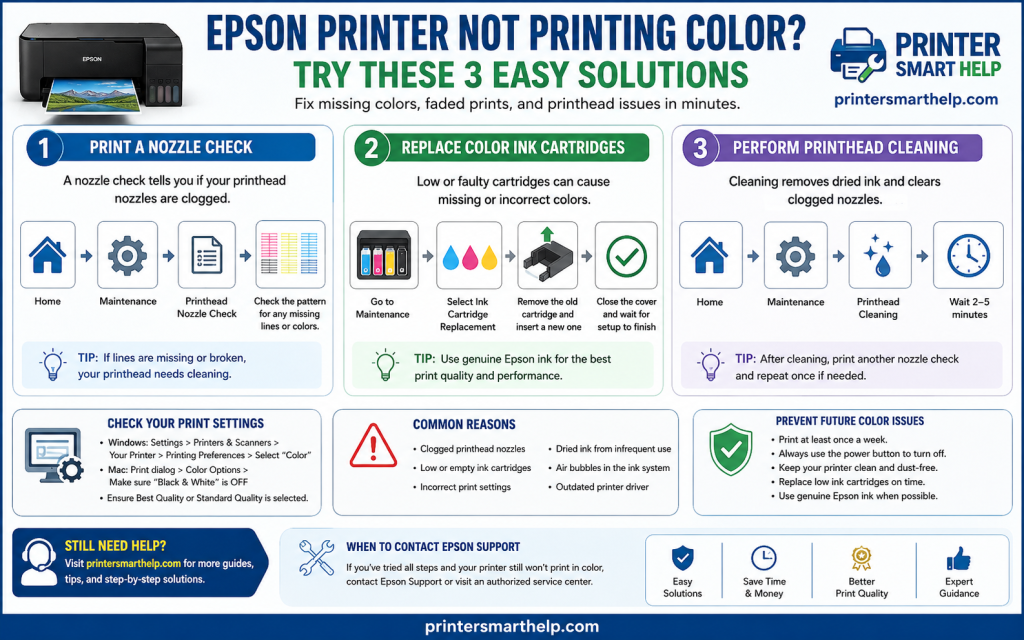 epson printer not printing color